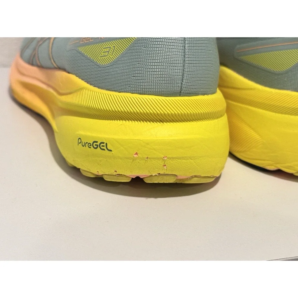 Asics Gel Kayano 31 Paris Running Shoe Mens Sz 13 Light Celadon Safety Yellow
